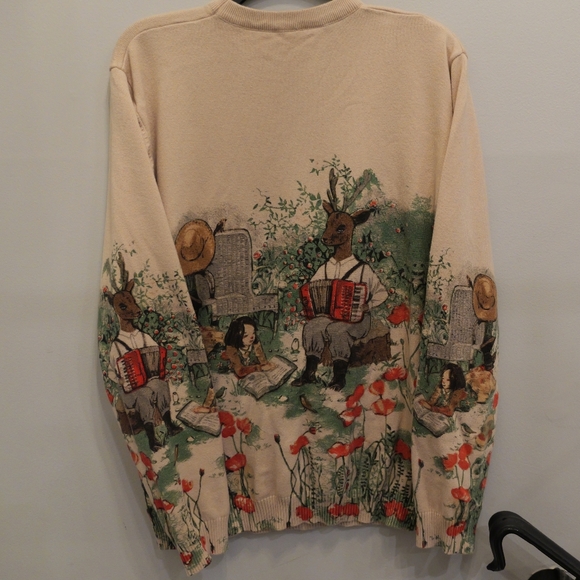 Men's Beige Light Sweater with Nature Print - Picture 3 of 5